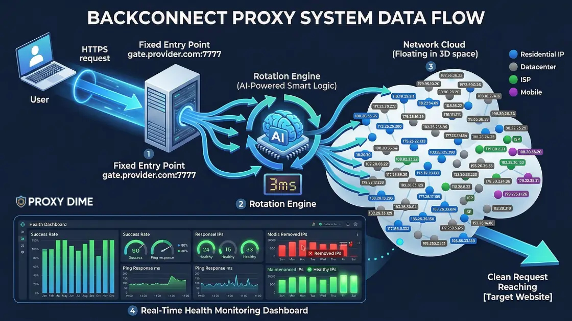Backconnect Proxy System Data Flow