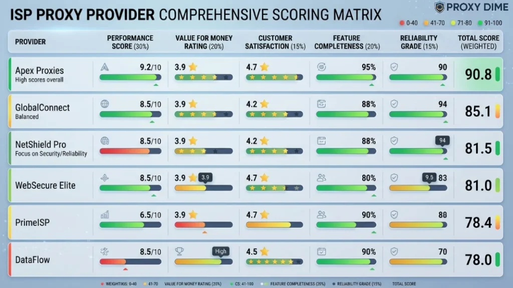ISP Proxy Provider Comprehensive Scoring Metrix