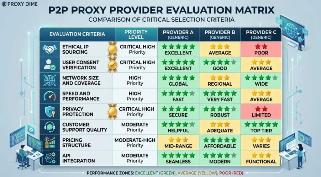 P2P Proxy Provider Evaluation Matrix