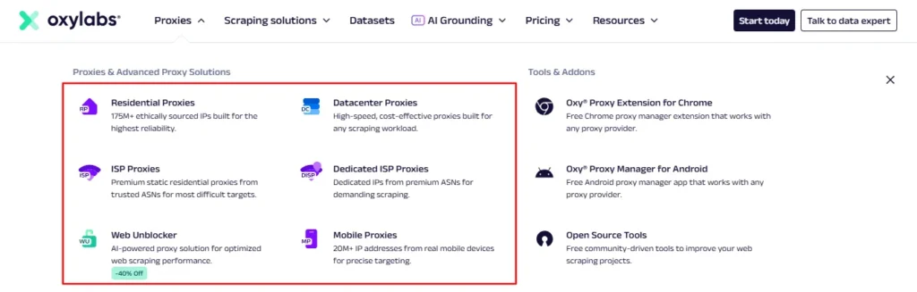 Oxylabs Proxy Types