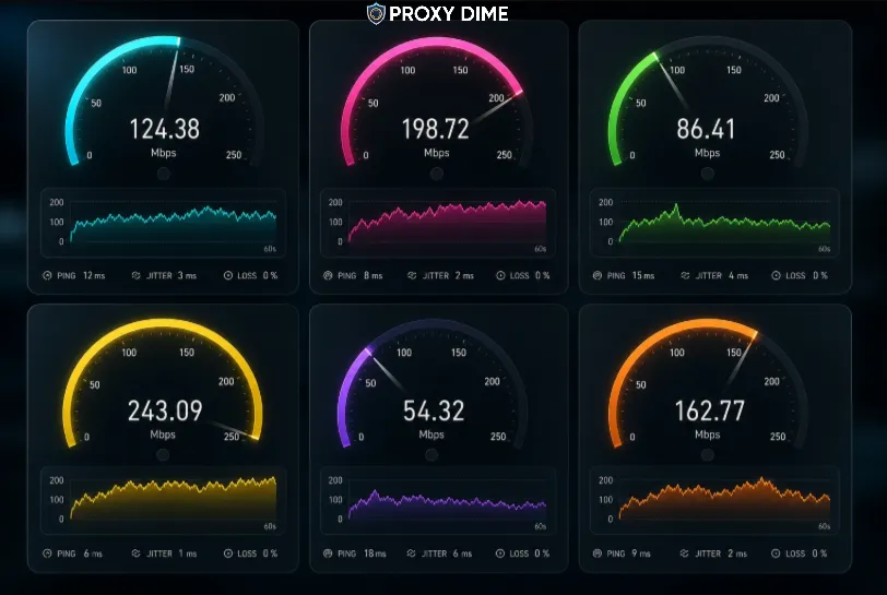 Proxy Speed Test Dashboard Comparison